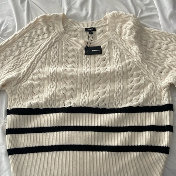 Express | Sweaters | Striped Cable Knit Crew Neck Sweater Brand New ...